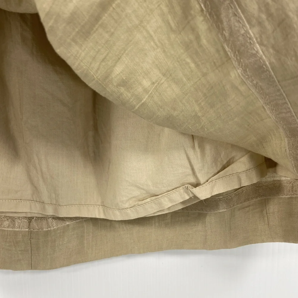 J Crew Charter Mini‎ Skirt Linen Blend Khaki Tan Shimmer Pockets Womens Size 4